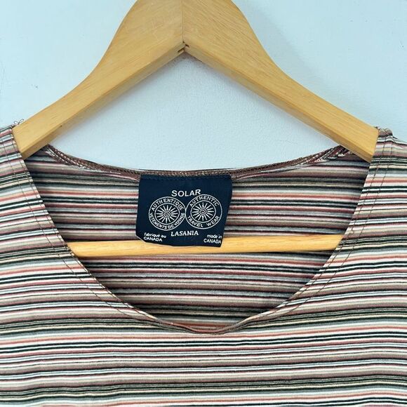 Solar Lasania Brown Shades Striped Short Sleeve T-Shirt - Picture 6 of 6